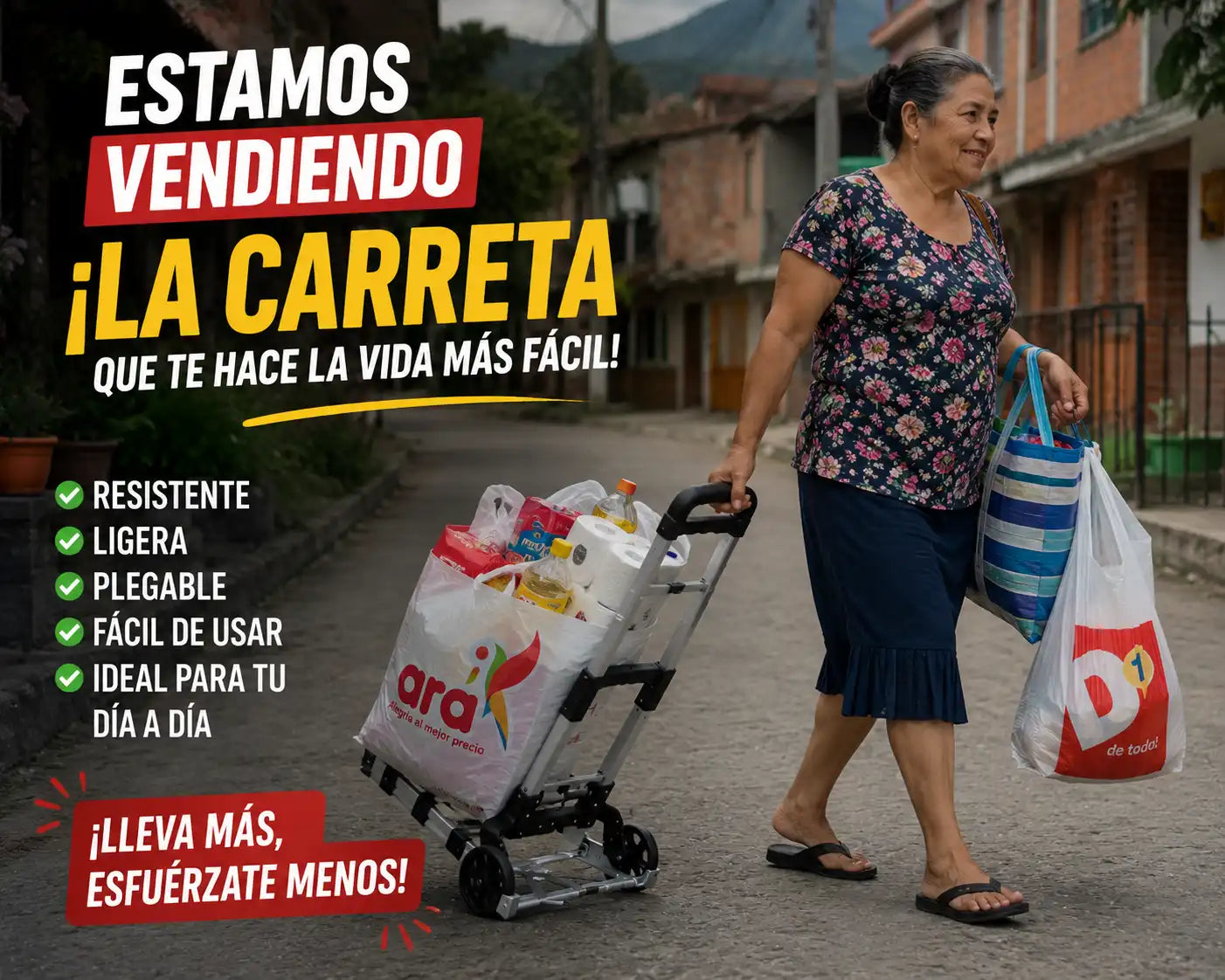 Carreta Multiusos Plegable Premium – Soporta 75 Kg de Carga Pesada